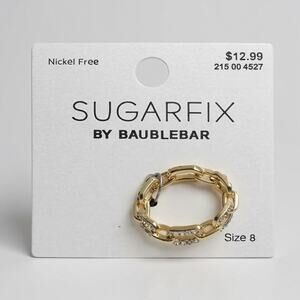 Sugarfix by Baublebar Gold Chain-Link Pave Ring Size 8 | Nickel-Free Ring